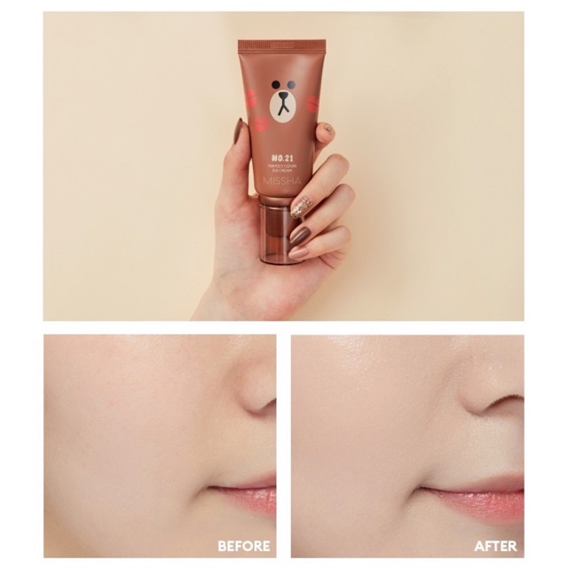 Kem Nền Che Khuyết Điểm Missha Perfect Cover BB Cream [Gấu Brown]