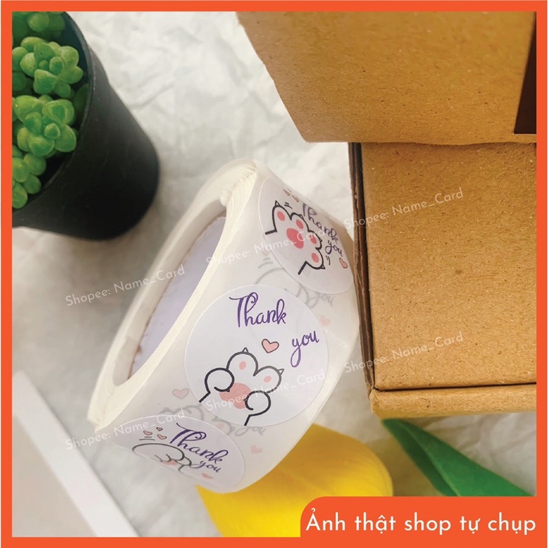 Cuộn 500 sticker thank you, miếng dán cảm ơn khách hàng đường kính 2.5 cm có sẵn tại shop