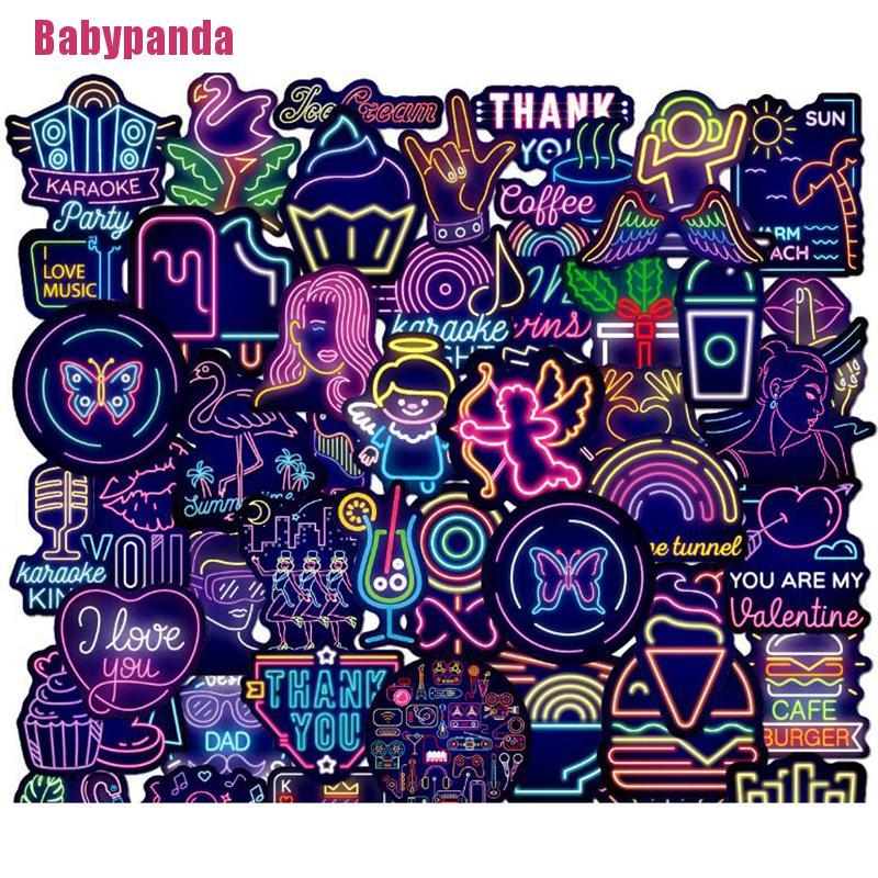 Bộ 50 Miếng Dán Chống Thấm Nước Phát Sáng Cho Laptop / Ván Trượt / Ván Trượt