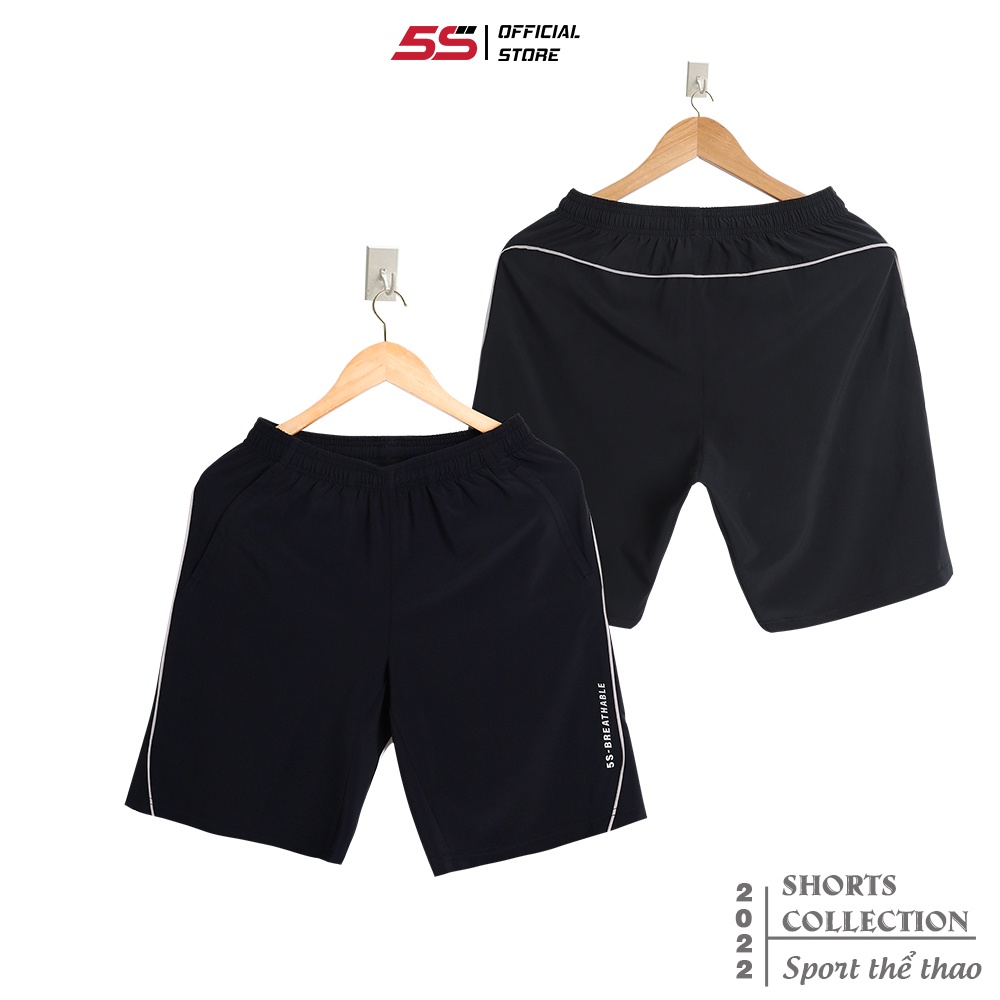 Quần Short Nam Vải Gió BREATHABLE 5S Màu Đen Siêu Nhẹ, Siêu Thoáng Mát, Chống Nhăn, Bền Màu, Co Giãn (QSG22002-02)