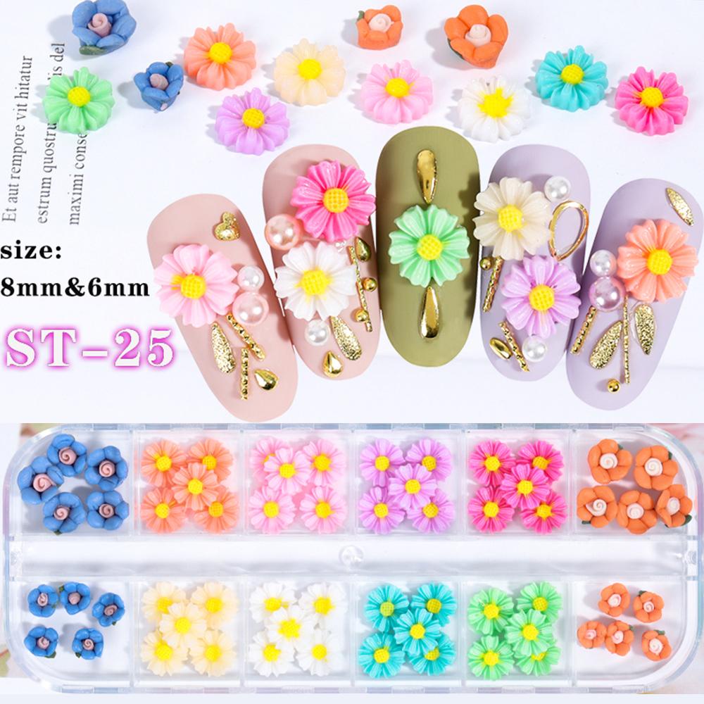 Phụ Kiện Trang Trí Móng Tay Hình Hoa Hồng 3D Nhiều Màu Sắc