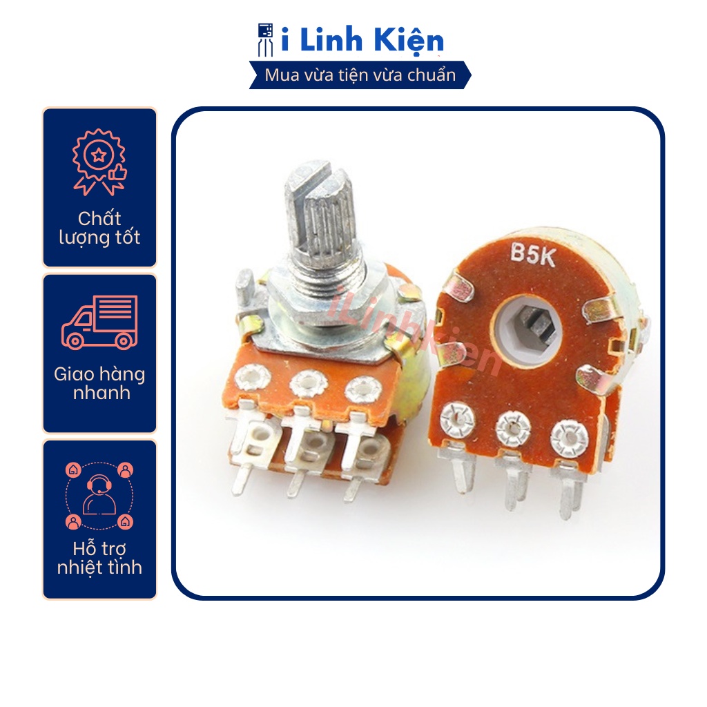 Chiết áp đôi 500K 100K 50K 20K 10K 5K 2K 1K WH148-B100K 15mm