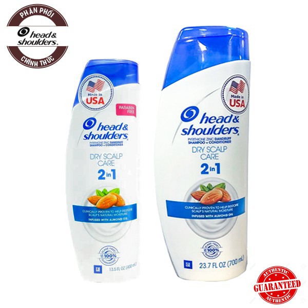 Dầu Gội Và Xả Chiết Xuất Hạnh Nhân Head & Shoulders Dry Scalp Care 2in1 Pyrithione Zinc Dandruff Shampoo+Conditioner