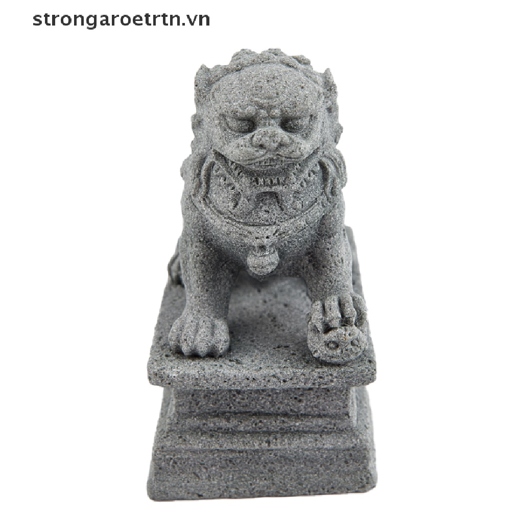 2 bức tượng sư tử bằng đá mini để bàn trang trí phong thủy phong cách trung hoa
