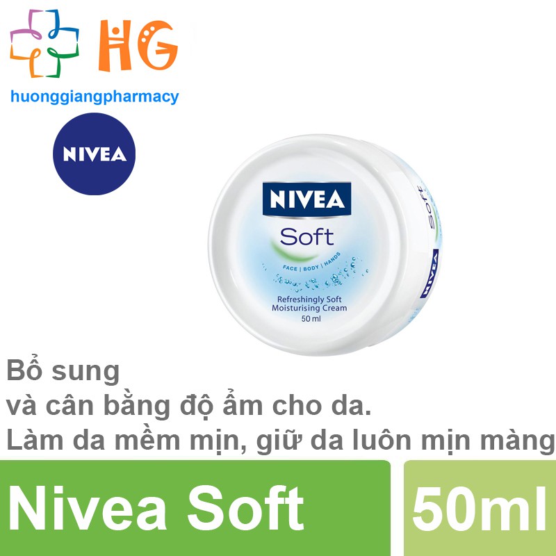 Kem dưỡng mềm da Nivea Soft - Bổ sung và cân bằng độ ẩm cho da. Làm da mềm mịn, giữ da luôn mịn màng (Hộp 50ml)