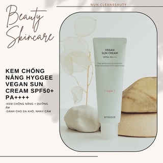 Kem chống nắng hữu cơ, thuần chay hyggee vegan sun cream spf50+ pa++++