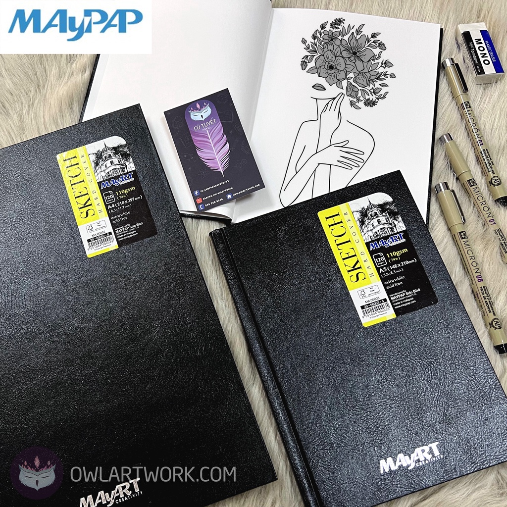 [CÚ TUYẾT] Sổ Vẽ Phác Thảo MayArt 110gsm Hard Cover - Sketchbook