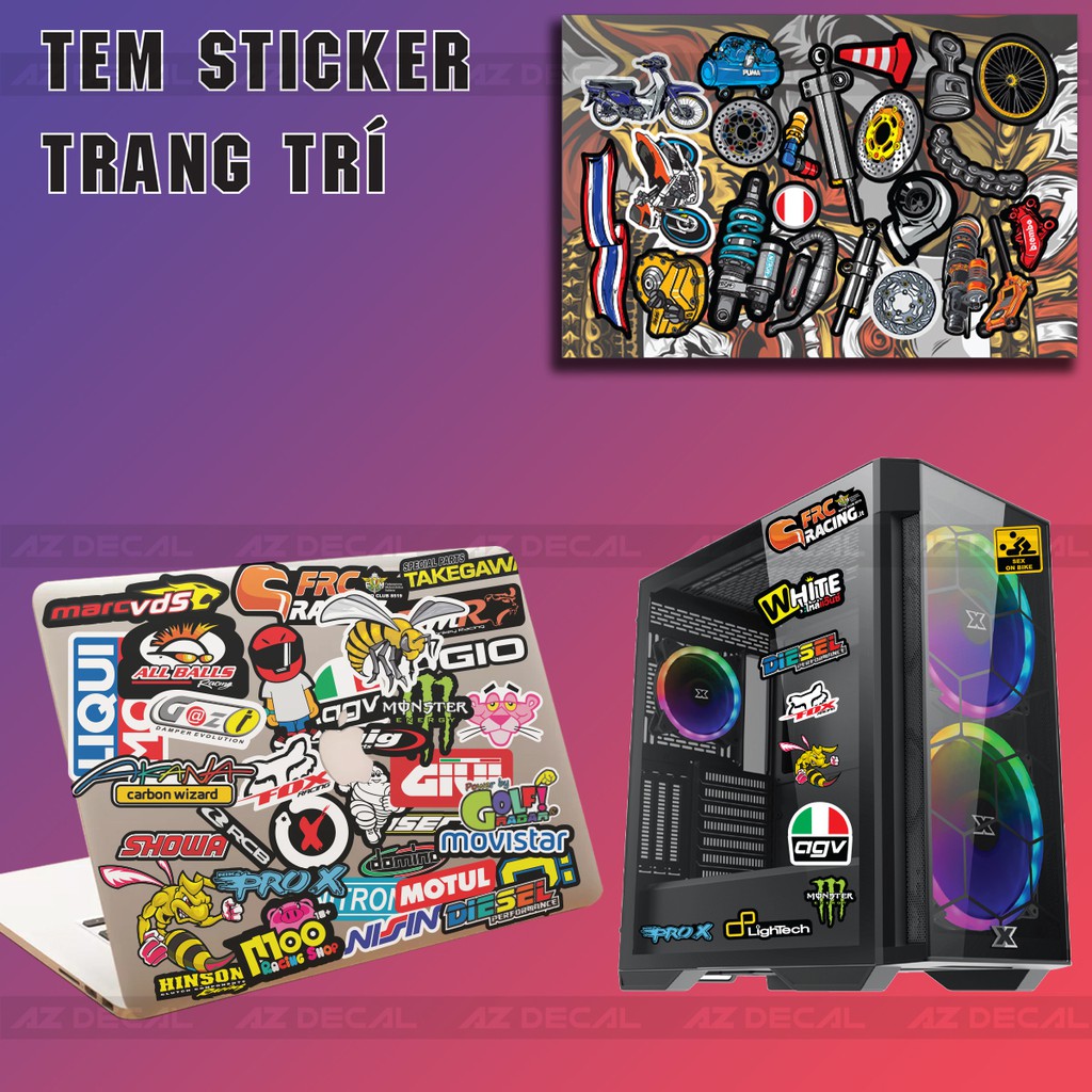 [Set A4] Tem Sticker Chủ Đề Đồ Chơi Xe Thái 02 - Trang Trí & Làm Đẹp Xe, Mũ Bảo Hiểm