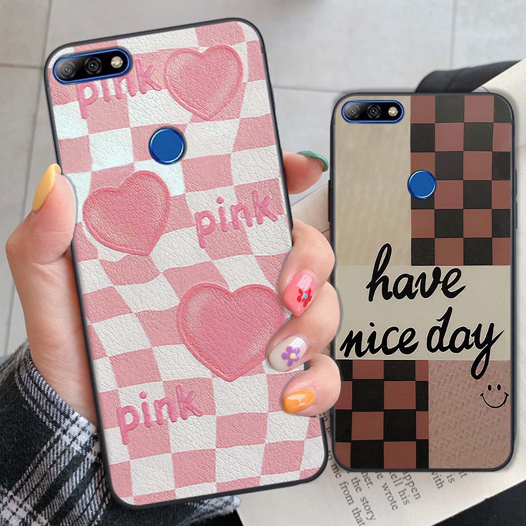 Ốp Huawei Y7 Prime 2018 / Y7 Pro 2018 caro trái tim cá tính, thời trang siêu đẹp, siêu phong cách