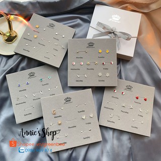 BS010 Set 7 đôi bông tai [CÓ HỘP ĐỰNG] sang trọng làm quà tặng