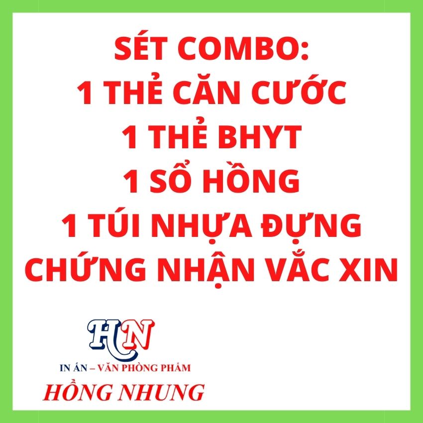 Combo Căn Cước Công Dân + Sổ Hồng + Thẻ BHYT + Túi Nhựa Dẻo Đựng Chứng Nhận Tiêm Vắcxin, Nhựa Trong Suốt, Dẻo, Dày, Có N