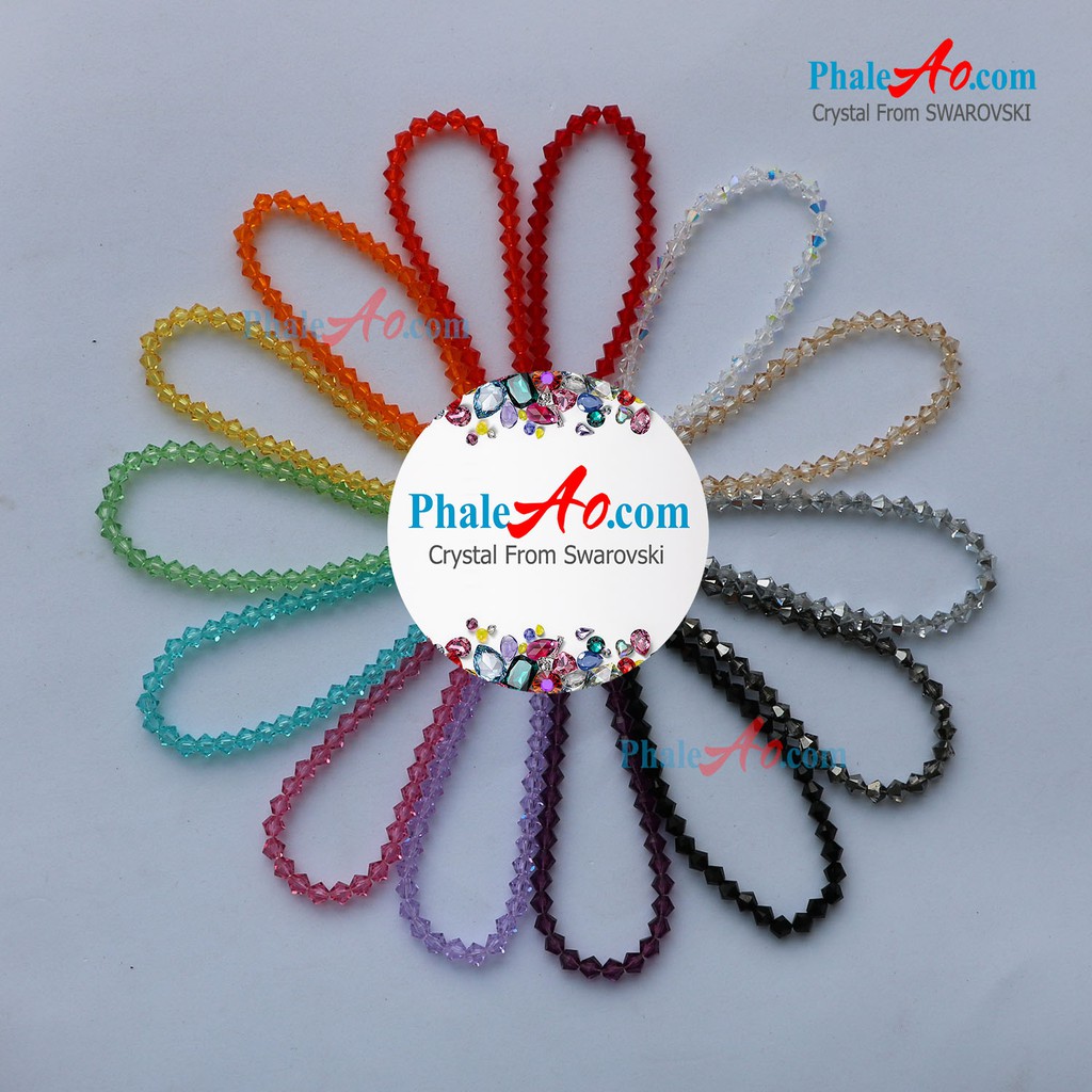 Vòng tay pha lê Swarovski hạt nón 4ly 5328, nhiều màu rực rỡ tùy chọn bicone xilion