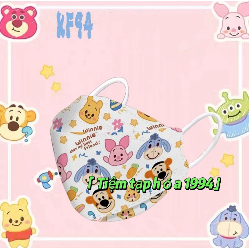 &lt;Hoạt hình 19.5cm&gt; Combo túi zip 10 cái Khẩu trang KF94 chống bụi mịn - 4 lớp người lớn