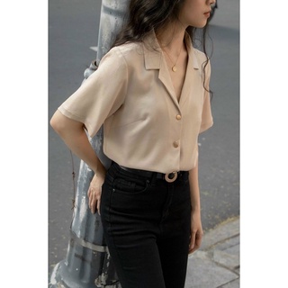 Áo sơ mi lụa cổ vest