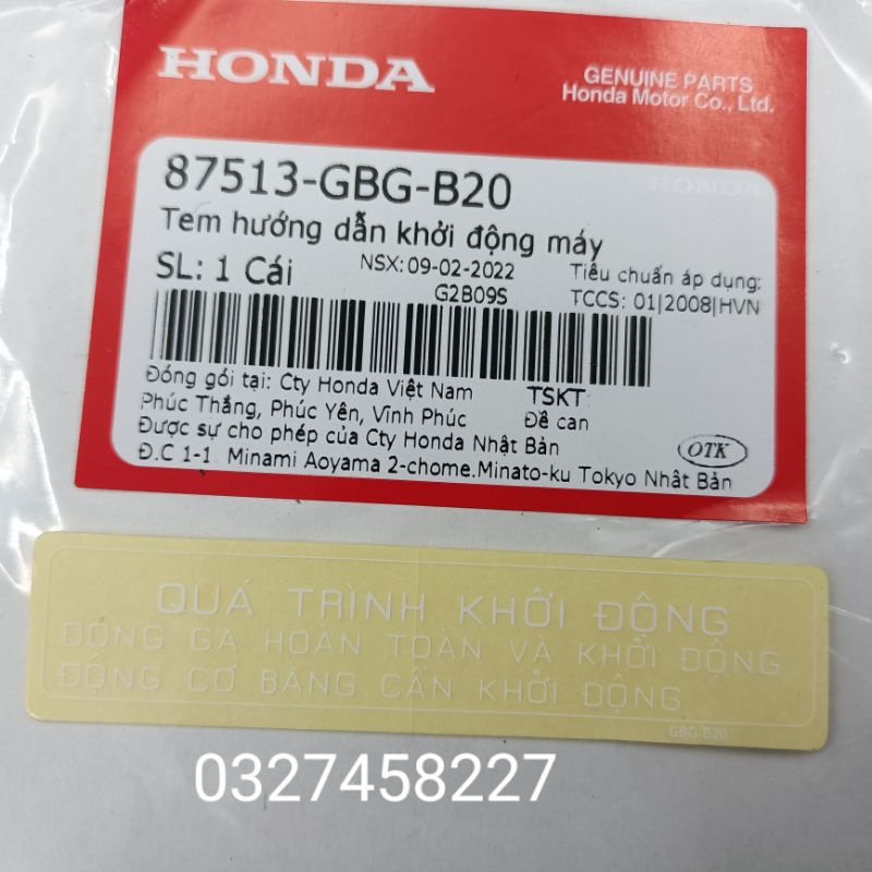 Bộ 4 tem dán thông số xe Super DREAM việt zin chính hãng