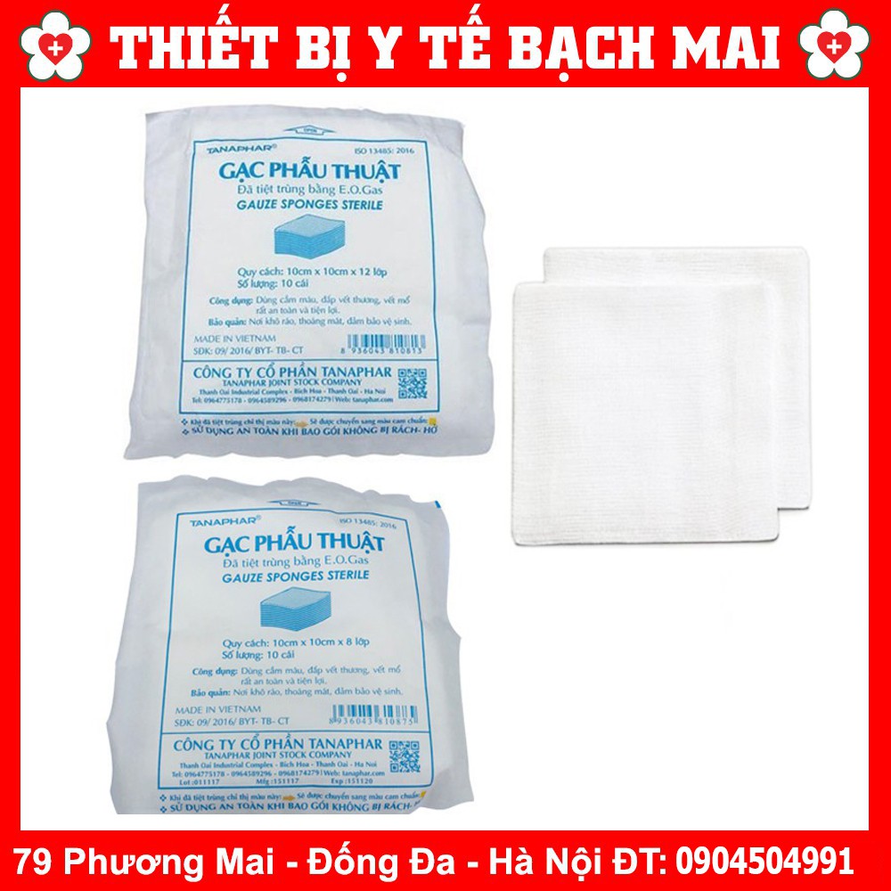 Gạc Phẫu Thuật - Gạc Tiệt Trùng Tanaphar Combo Ưu Đãi Miếng 8 Lớp [Túi 10 Miếng]