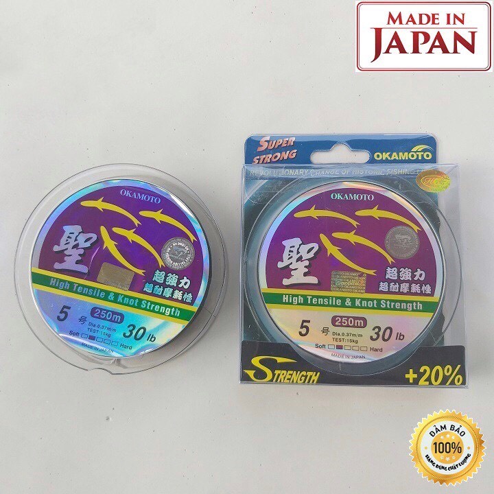Cước Câu Cá Tàng Hình Cước Câu Cá Nhật Bản OKAMOTO 250m Siêu Bền