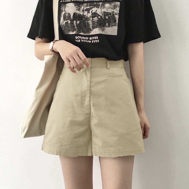Quần Short Kaki Lưng Cao túi cơi cho Nữ m508