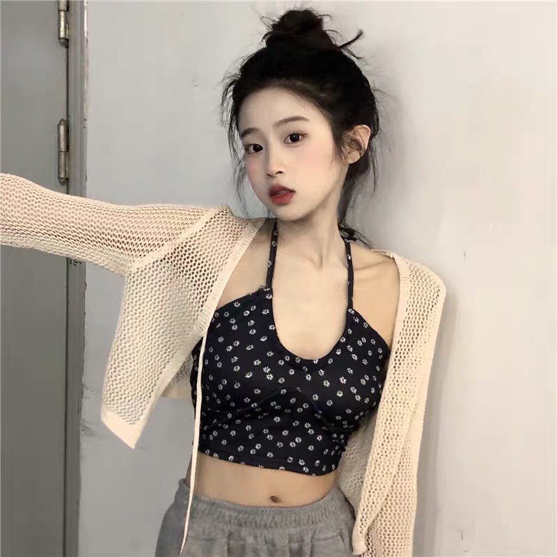 Áo khoác cardigan lưới buộc dây hàng QC siêu xinh