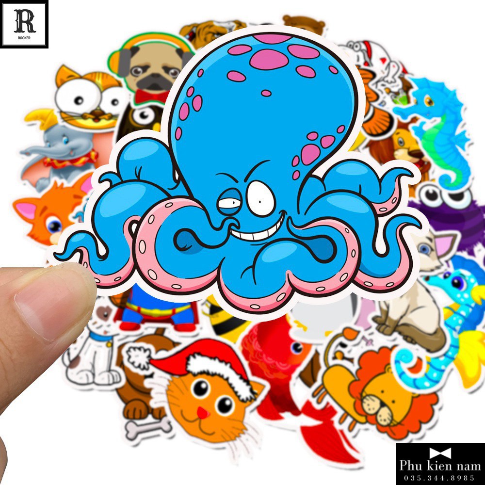 Sticker PVC Hoạt Hình Cả bộ 50 hình ST074