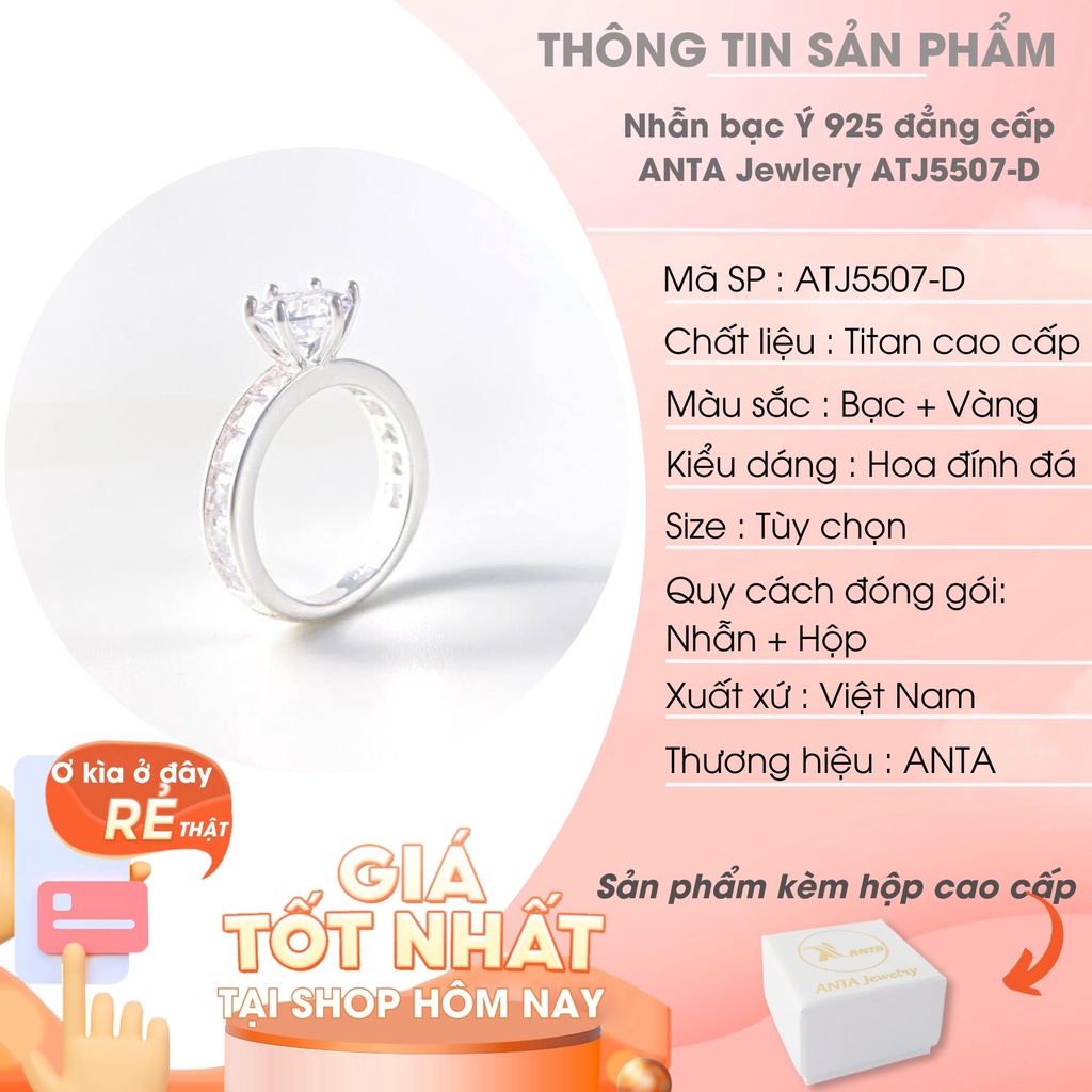 Nhẫn bạc Ý 925 đẳng cấp ANTA Jewlery ATJ5507D