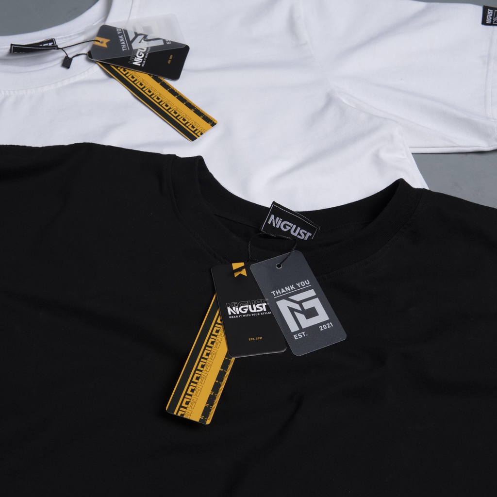 Áo Thun đen trắng tay lỡ NIGUST Hourglass N111 vải cotton cao cấp 4C Fullbox