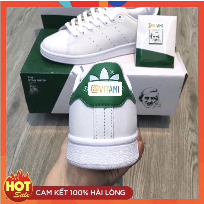 Giày Stan Smith Trắng gót xanh cổ thấp thể thao đủ phụ kiện Freeship