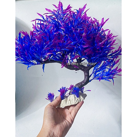 TIỂU CẢNH BONSAI GIẢ TRANG TRÍ BỂ CÁ NON BỘ CAO 20CM DÀI 30CM