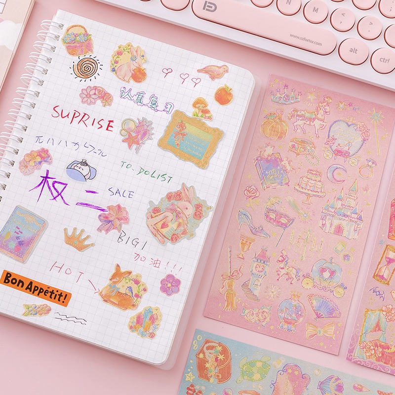 Miếng Dán Trang Trí Sổ Tay / Nhật Ký Họa Tiết Fairy Tale 6 Kiểu Sáng Tạo DIY