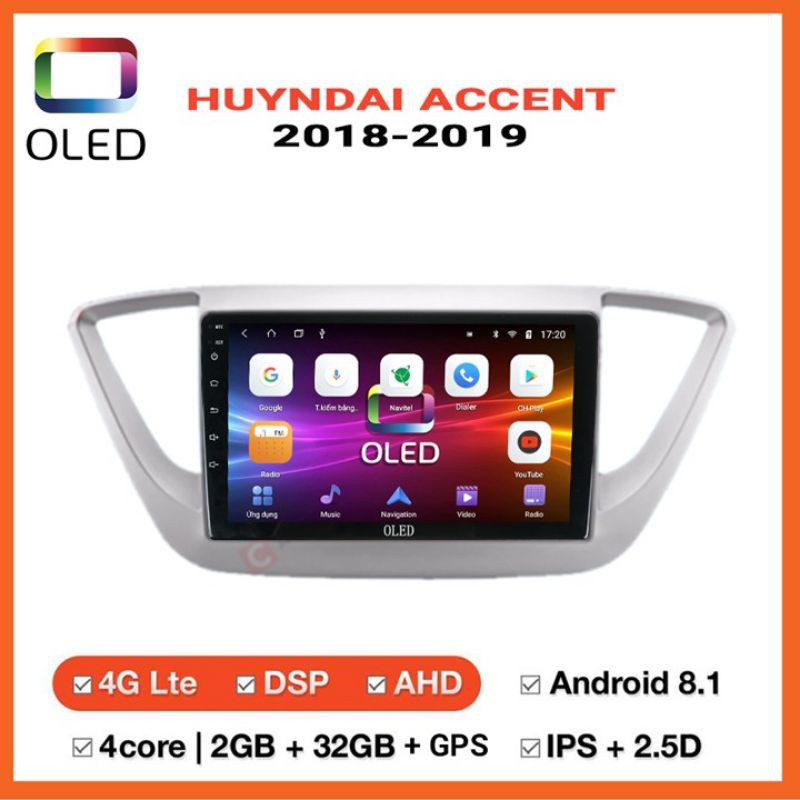 Màn hình ô tô dvd android 9 inch theo xe Huyndai accent