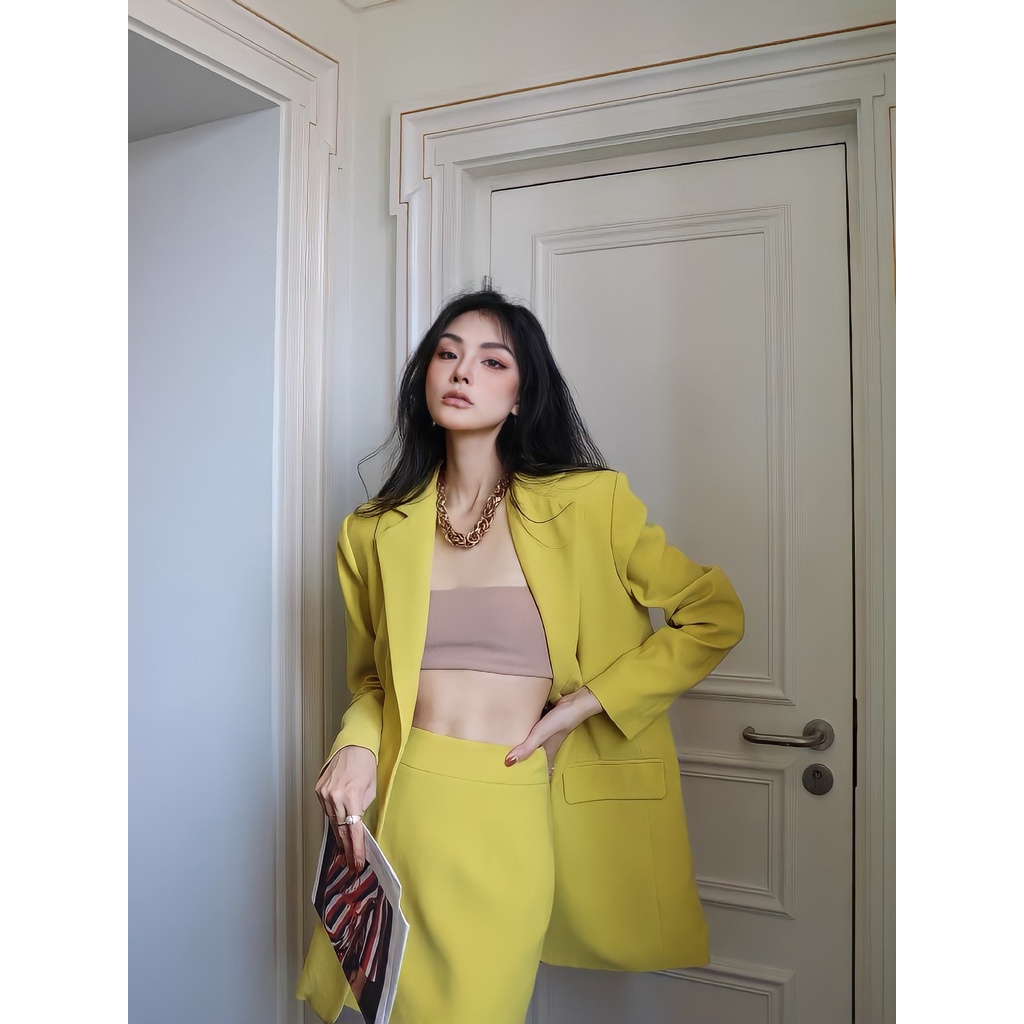 Set Áo Vest Và Chân Váy Vàng Eclipse Clothing