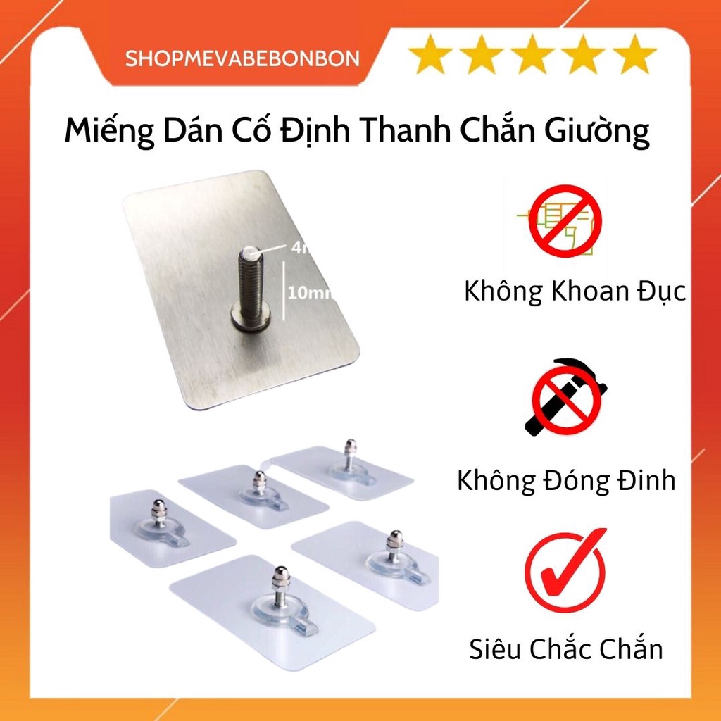 Miếng Dán Cố Định Thanh Chắn Giường Không Khoan Đục, Không Đóng Đinh Siêu Chắc Chắn