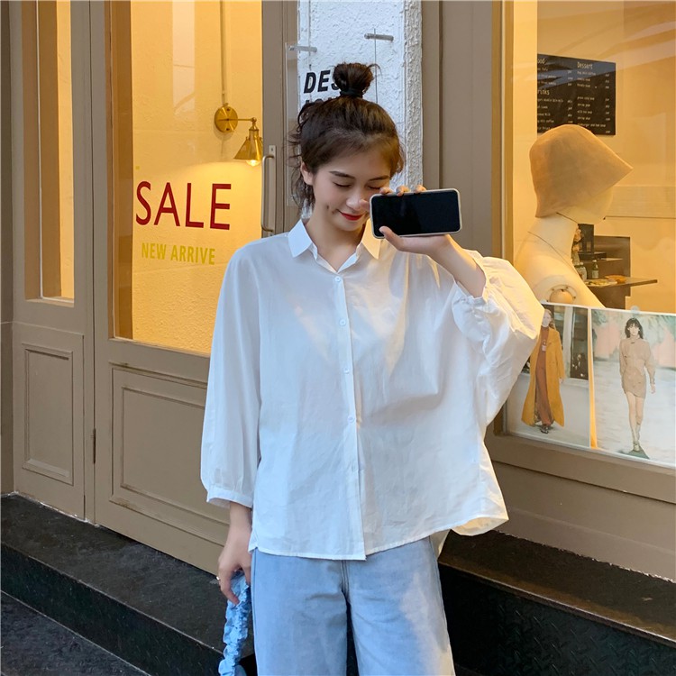 Xiaozhainv Áo sơ mi tay lửng dáng rộng kiểu Hàn Quốc | BigBuy360 - bigbuy360.vn