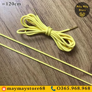 Dây Giày Tròn Màu Vàng Đầu Kim Loại Vàng Dài 120cm (Cho Giày Có 7-8 Lỗ Xâu)