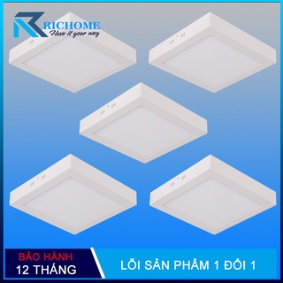 Bộ 5 đèn ốp nổi, đèn led nổi ốp trần 24w vuông 1 màu ánh sáng trắng