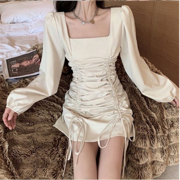 [SALE CHÀO HÈ] Váy chun body rút dây cổ vuông tay bồng | BigBuy360 - bigbuy360.vn