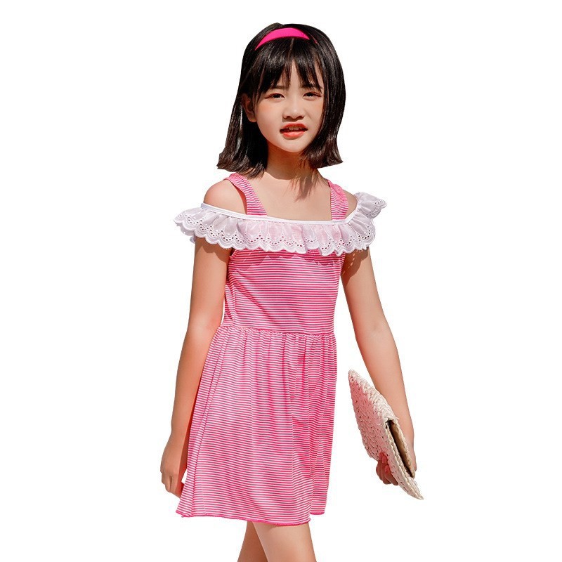 ☼℡❦net áo tắm cho bé gái nổi tiếng 2021 suối nước nóng mới của Hàn Quốc 7-9 tuổi Phiên bản váy một mảnh dễ thươ
