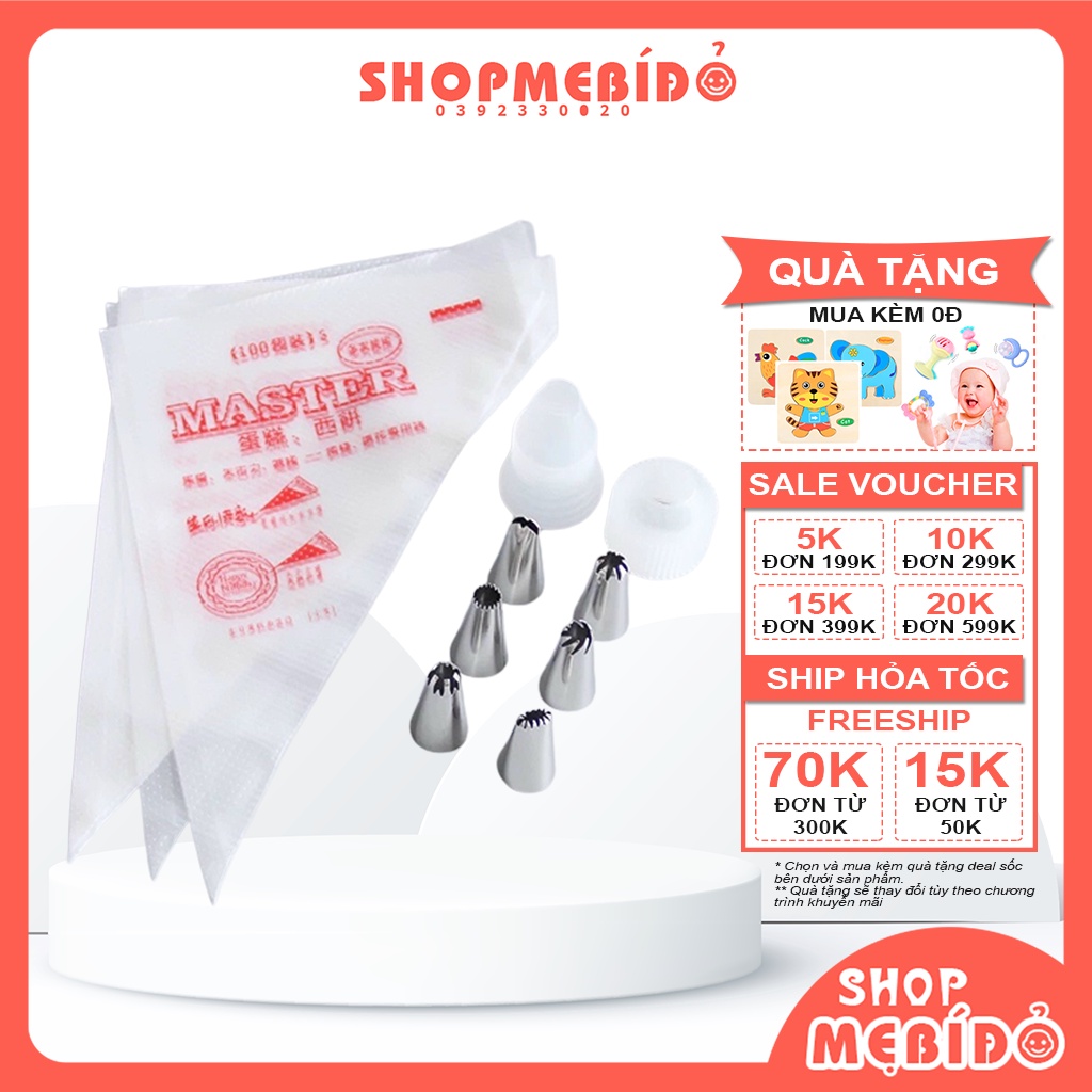 Set 100 Túi Bắt Kem, Đui Bắt Kem Viết Chữ Trang Trí Làm Bánh Tiên Lợi Shop Mẹ Bí Đỏ GD06