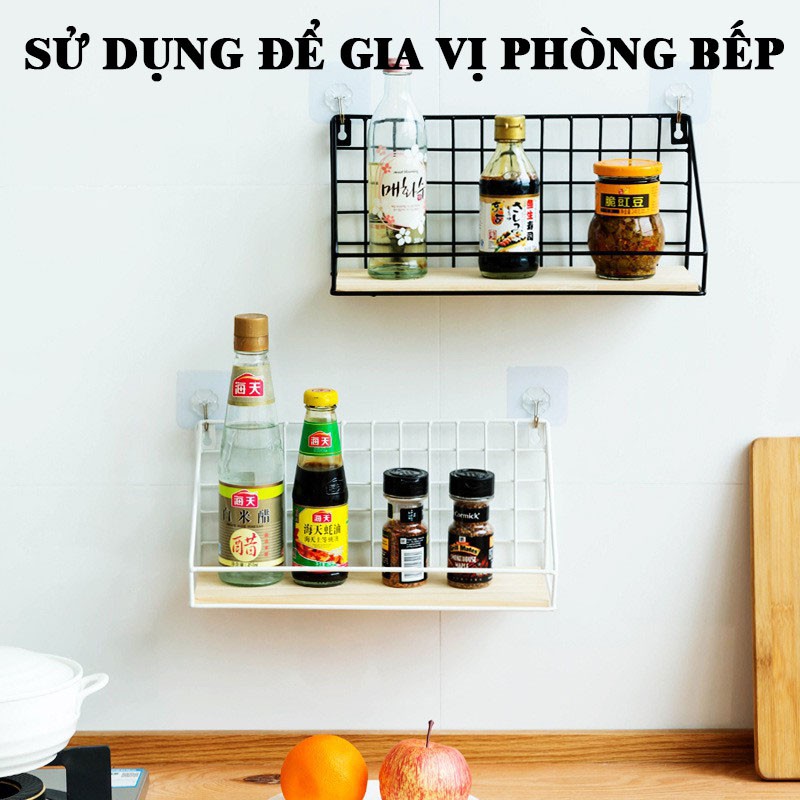 Kệ treo tường trang trí, kệ lưới sắt decor phòng ngủ phòng khách, giá để đồ treo tường đa năng, Tặng kèm 02 đinh 4 chân