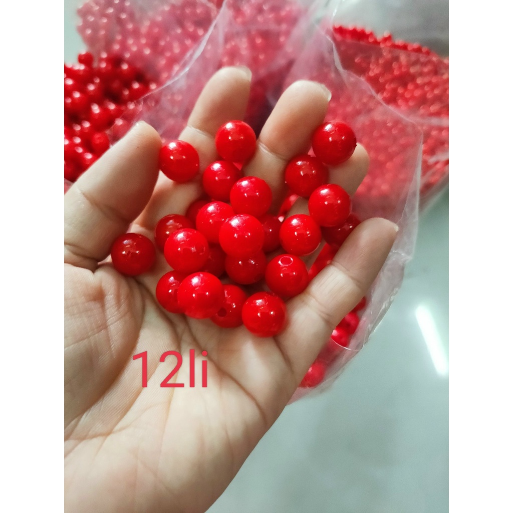 10/25/50gam hạt đỏ bóng đủ size làm vòng tay vòng cổ, handmade