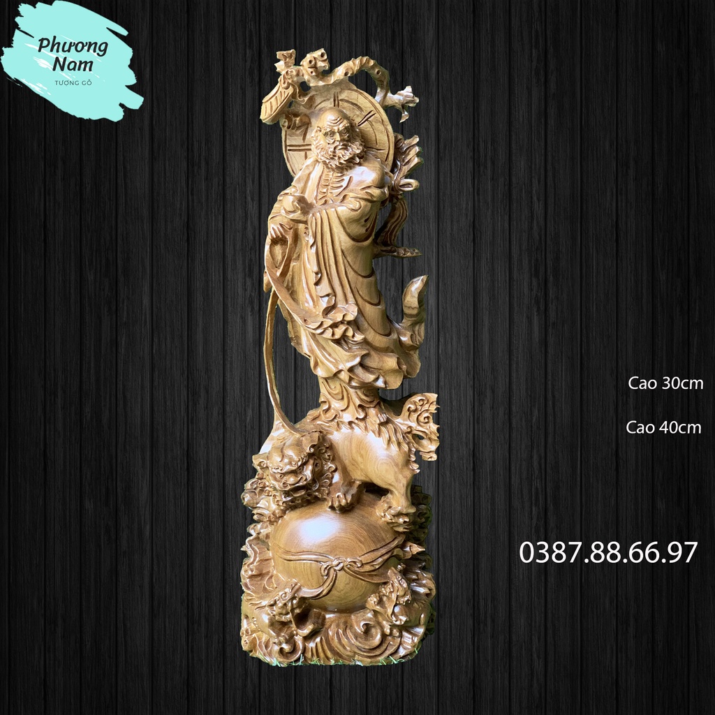 Tượng đạt ma thuần nghê cao 30cm và 40cm chất liệu gỗ bách xanh