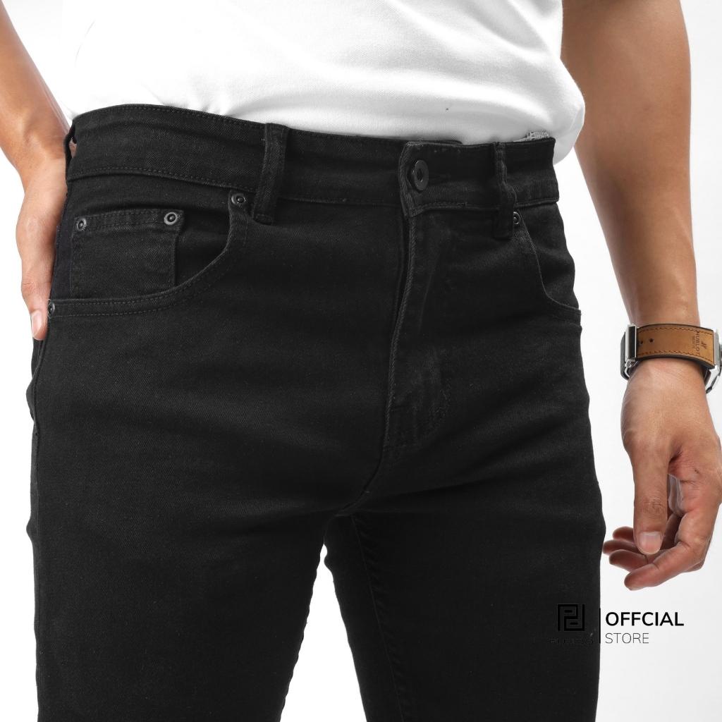 Quần jean dài nam màu đen trơn rách dễ phối chất cotton jean cao cấp PUNDO QJPD04