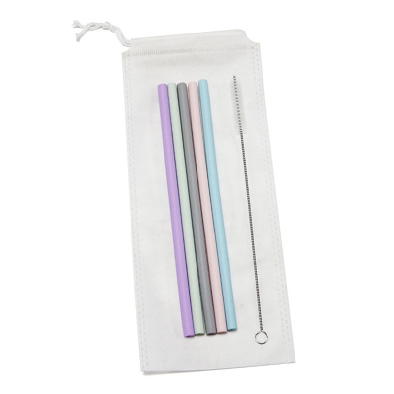 Bộ 5 Ống Hút Silicone Nhiều Màu Tái Sử Dụng Linh Hoạt Cho Bé