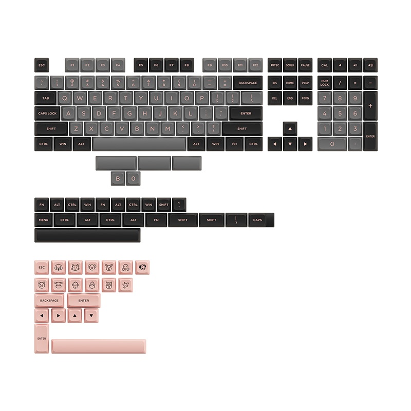 AKKO Keycap set – Black Pink (PBT DoubleShot/ASA Low profile/155 nút)