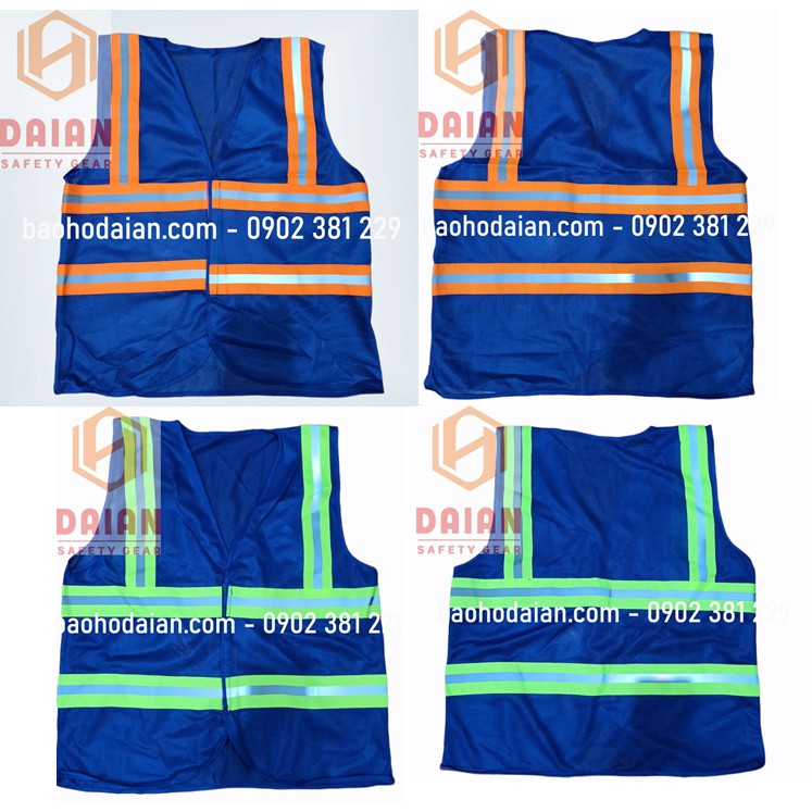 Áo phản quang lưới miếng dán màu xanh dương