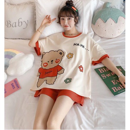 Bộ nữ quần đùi áo cộc mặc nhà mùa hè chất cotton hàng loại đẹp loại 1 - 𝐁𝐋𝟒𝟔