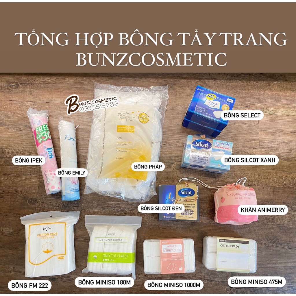 Bông tẩy trang Bunzcosmetic các loại