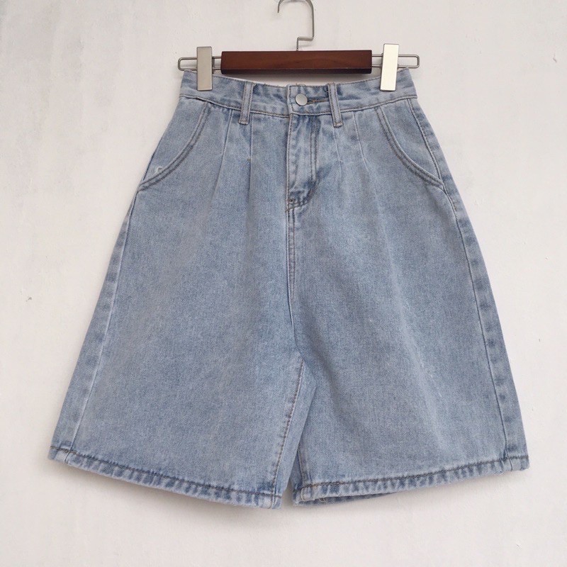 Quần Short Jean Ngố Rộng, Quần Bò Cạp Cao Ngố Rộng