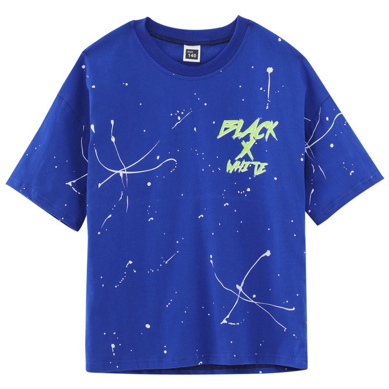 [35Kg - 75Kg] Áo Thun Áo Phông Nam Ngắn Tay Không Cổ Vải Cotton Hàng Quảng Châu Co Giãn 4 Chiều Màu Xanh | BigBuy360 - bigbuy360.vn