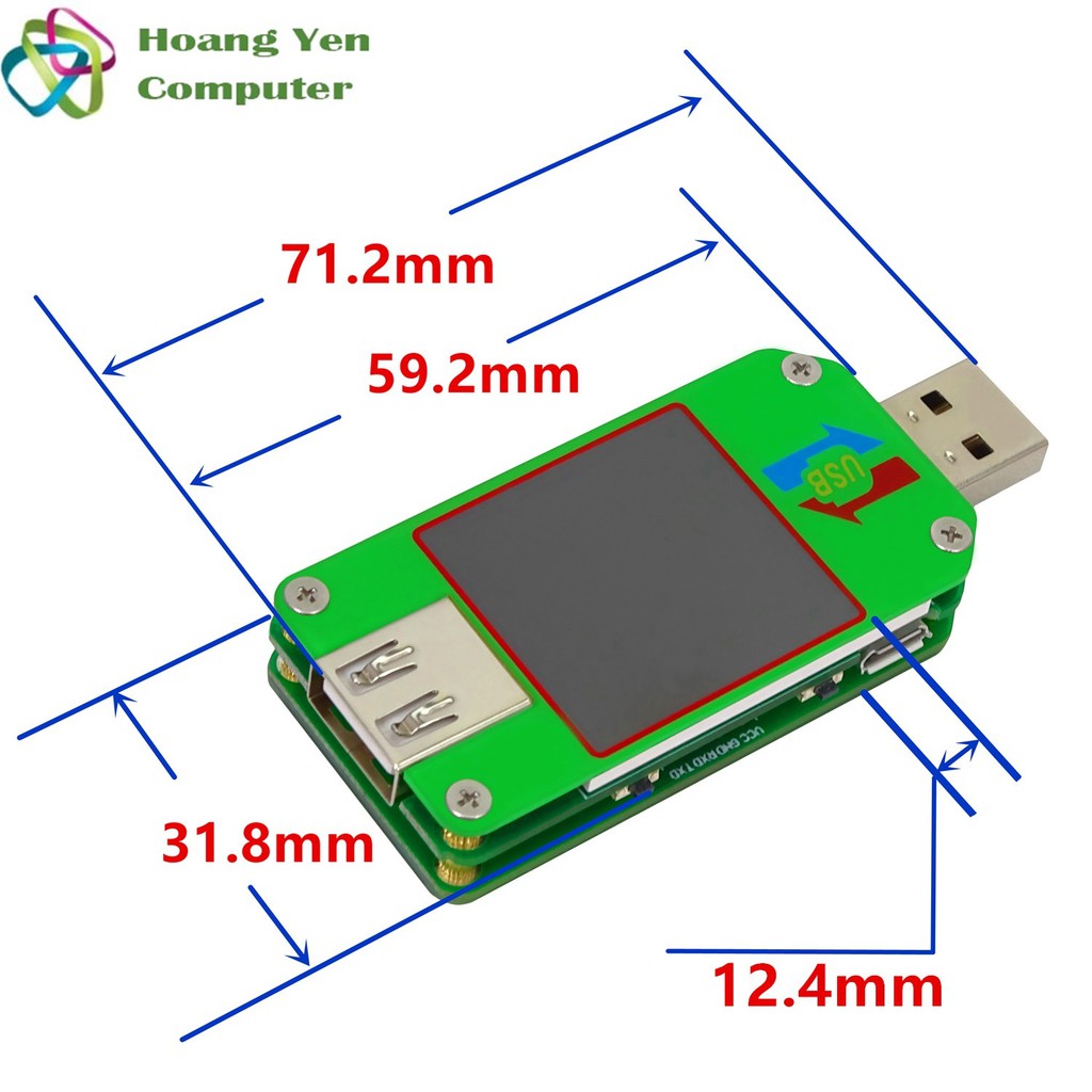 Usb Tester - Thiết Bị Đo Dòng Điện RuiDeng UM24/UM24C USB 2.0 Màn Hình Led Màu Hiển Thị - BH 3 Tháng 1 Đổi 1